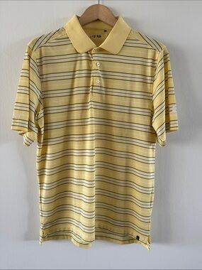 Ping yellow striped golf polo medium